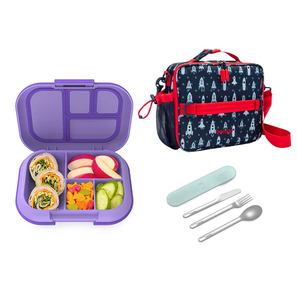 Bentgo Kids Chill Bundle - Bento Lunch Box, Bag &amp; Cutlery