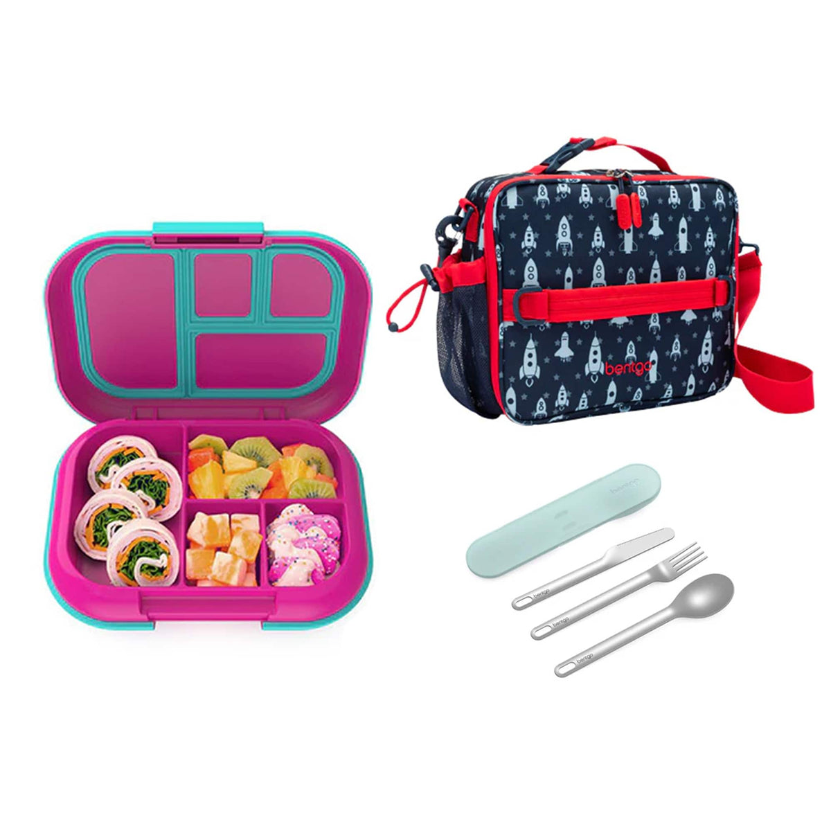 Bentgo Kids Chill Bundle - Bento Lunch Box, Bag &amp; Cutlery