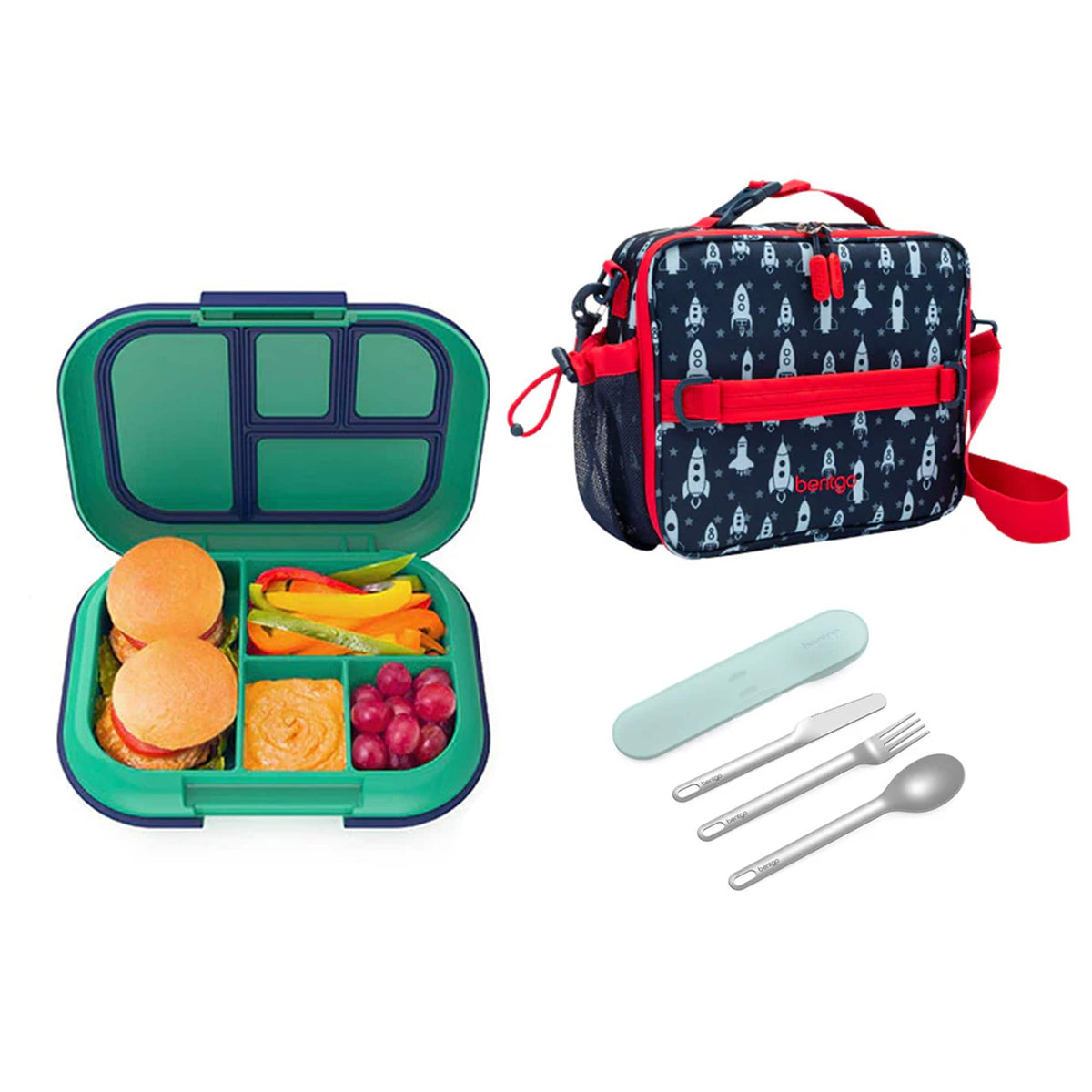 Bentgo Kids Chill Bundle - Bento Lunch Box, Bag &amp; Cutlery