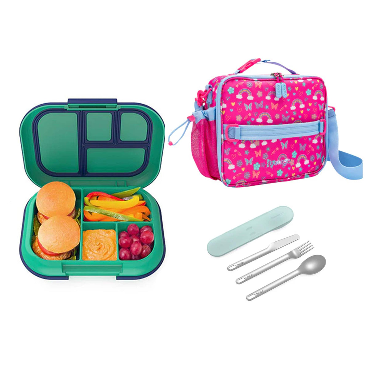 Bentgo Kids Chill Bundle - Bento Lunch Box, Bag &amp; Cutlery