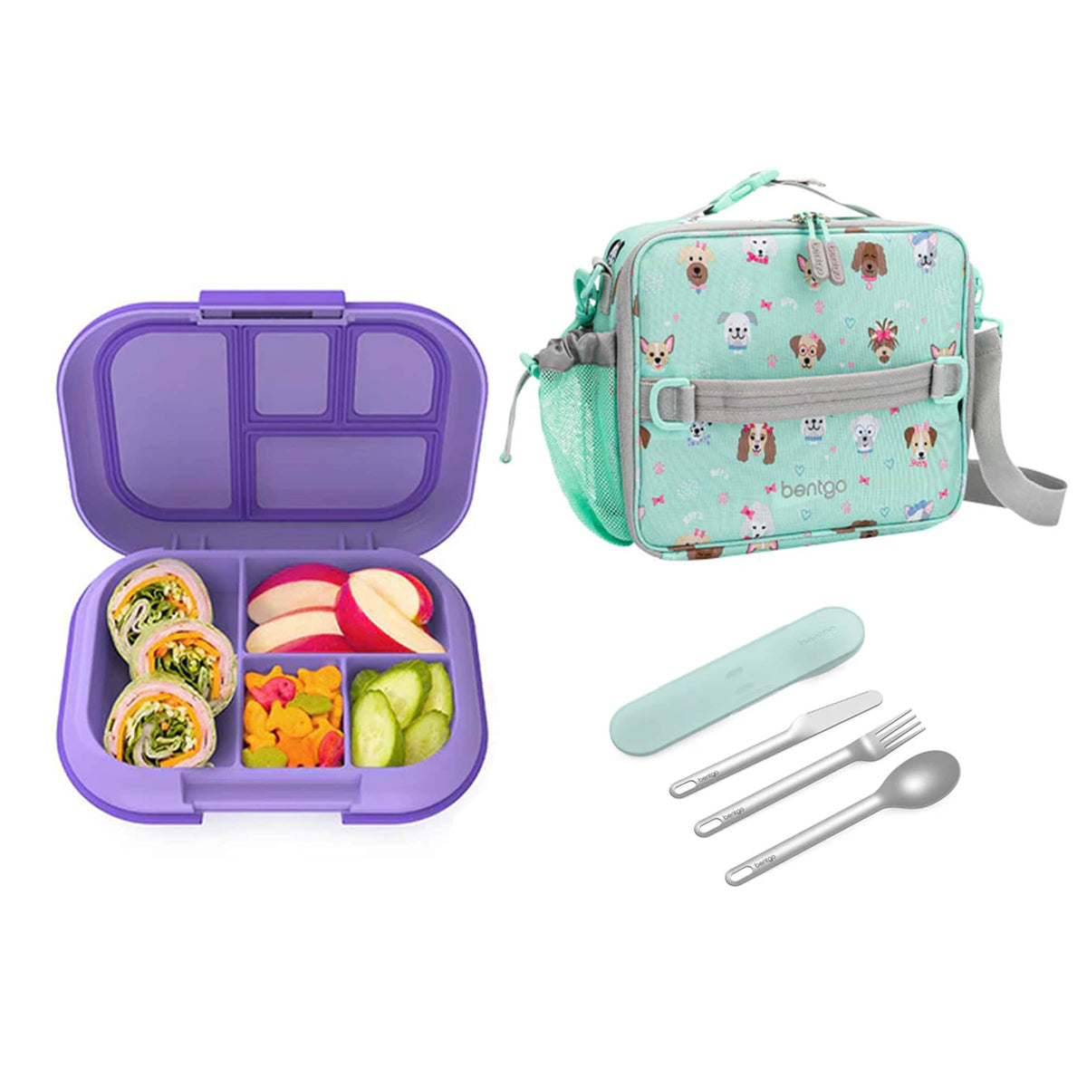 Bentgo Kids Chill Bundle - Bento Lunch Box, Bag &amp; Cutlery