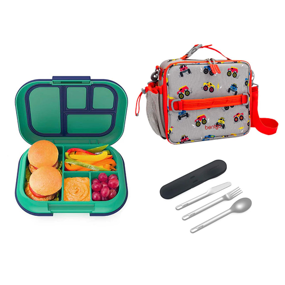 Bentgo Kids Chill Bundle - Bento Lunch Box, Bag &amp; Cutlery