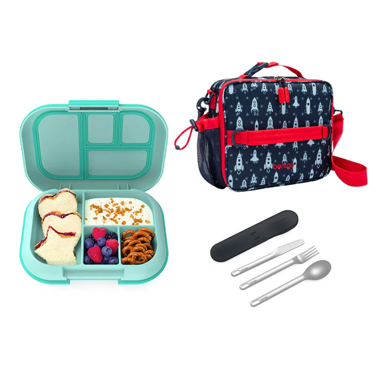 Bentgo Kids Chill Bundle - Bento Lunch Box, Bag &amp; Cutlery