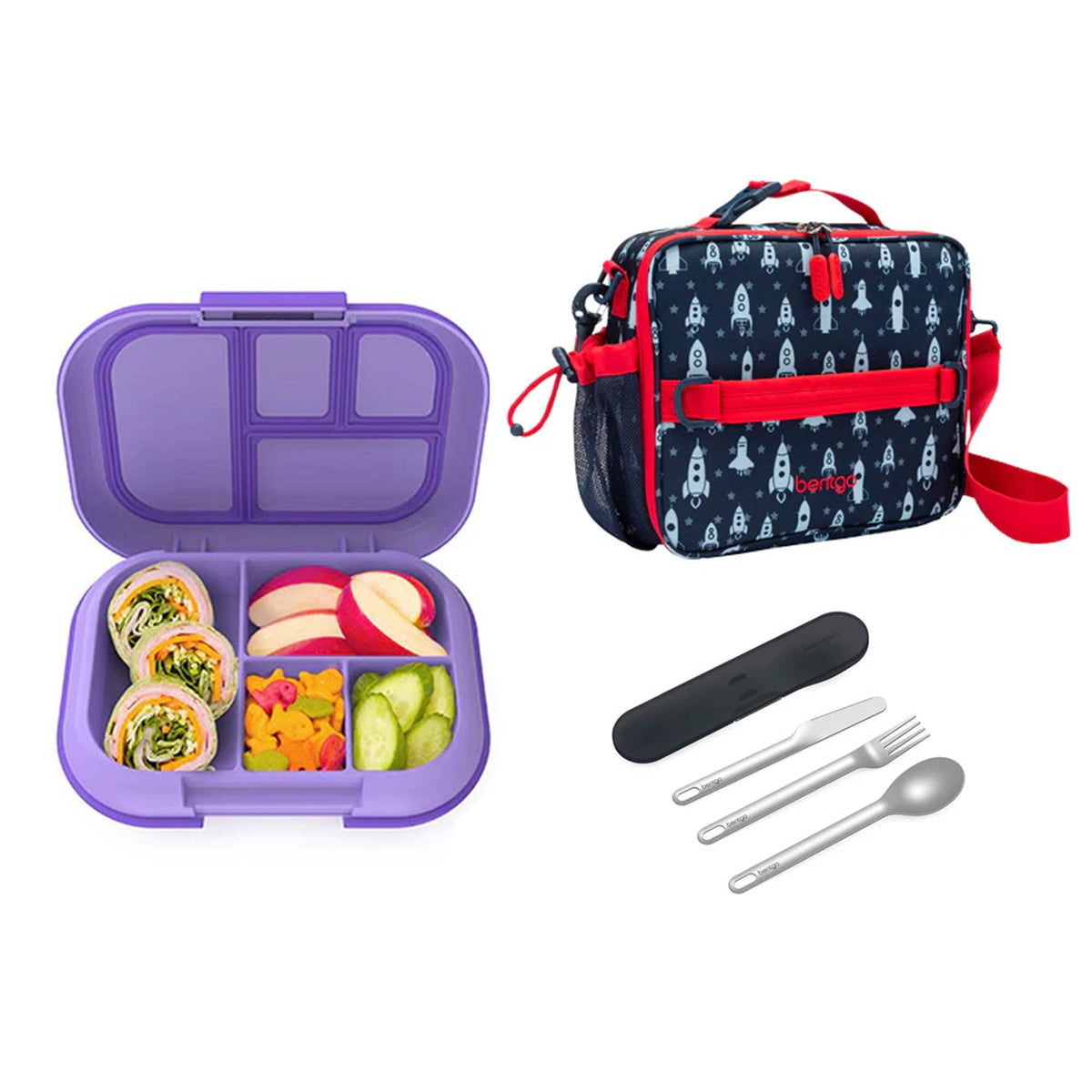 Bentgo Kids Chill Bundle - Bento Lunch Box, Bag &amp; Cutlery