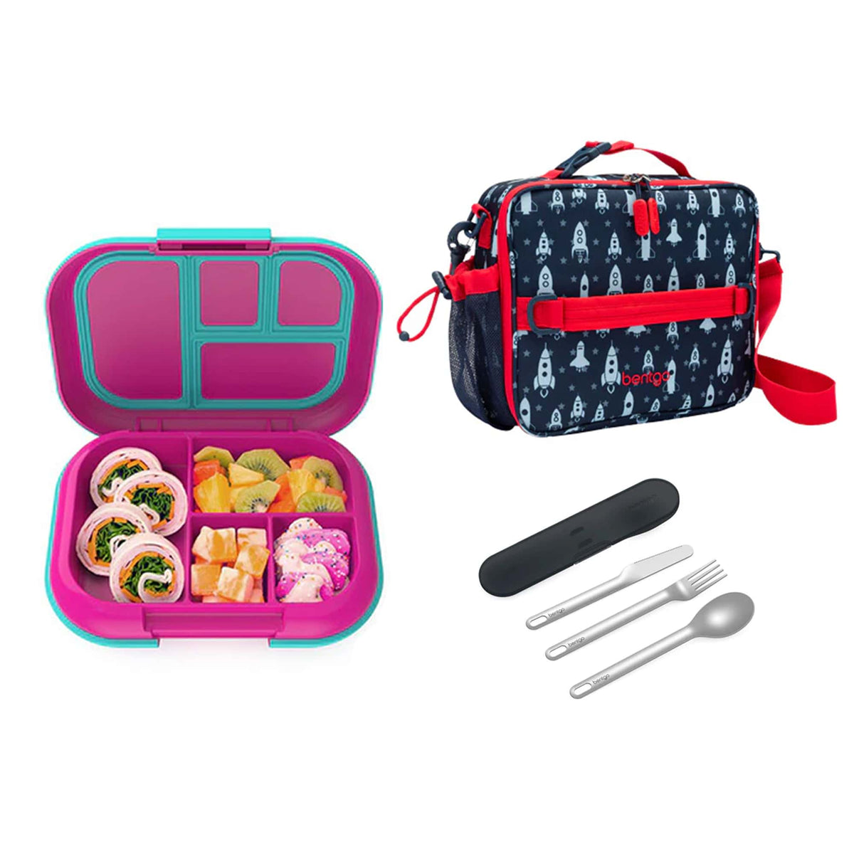 Bentgo Kids Chill Bundle - Bento Lunch Box, Bag &amp; Cutlery