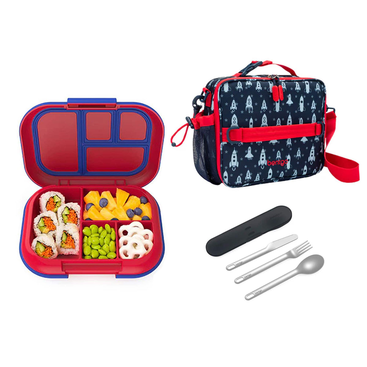 Bentgo Kids Chill Bundle - Bento Lunch Box, Bag &amp; Cutlery