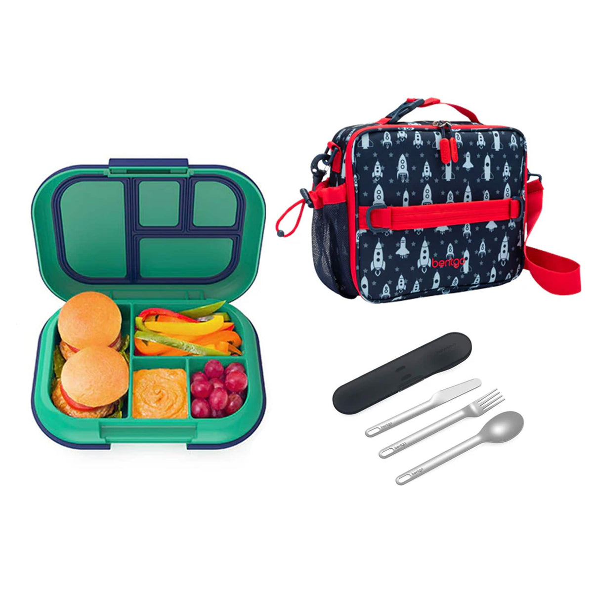 Bentgo Kids Chill Bundle - Bento Lunch Box, Bag &amp; Cutlery