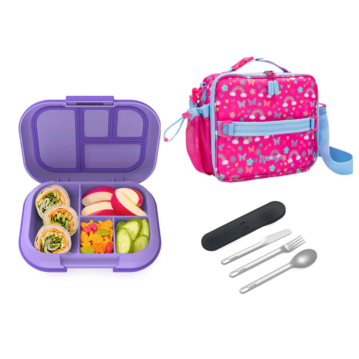 Bentgo Kids Chill Bundle - Bento Lunch Box, Bag &amp; Cutlery