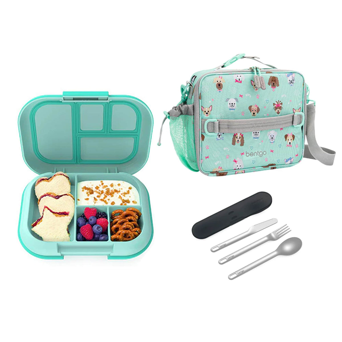 Bentgo Kids Chill Bundle - Bento Lunch Box, Bag &amp; Cutlery