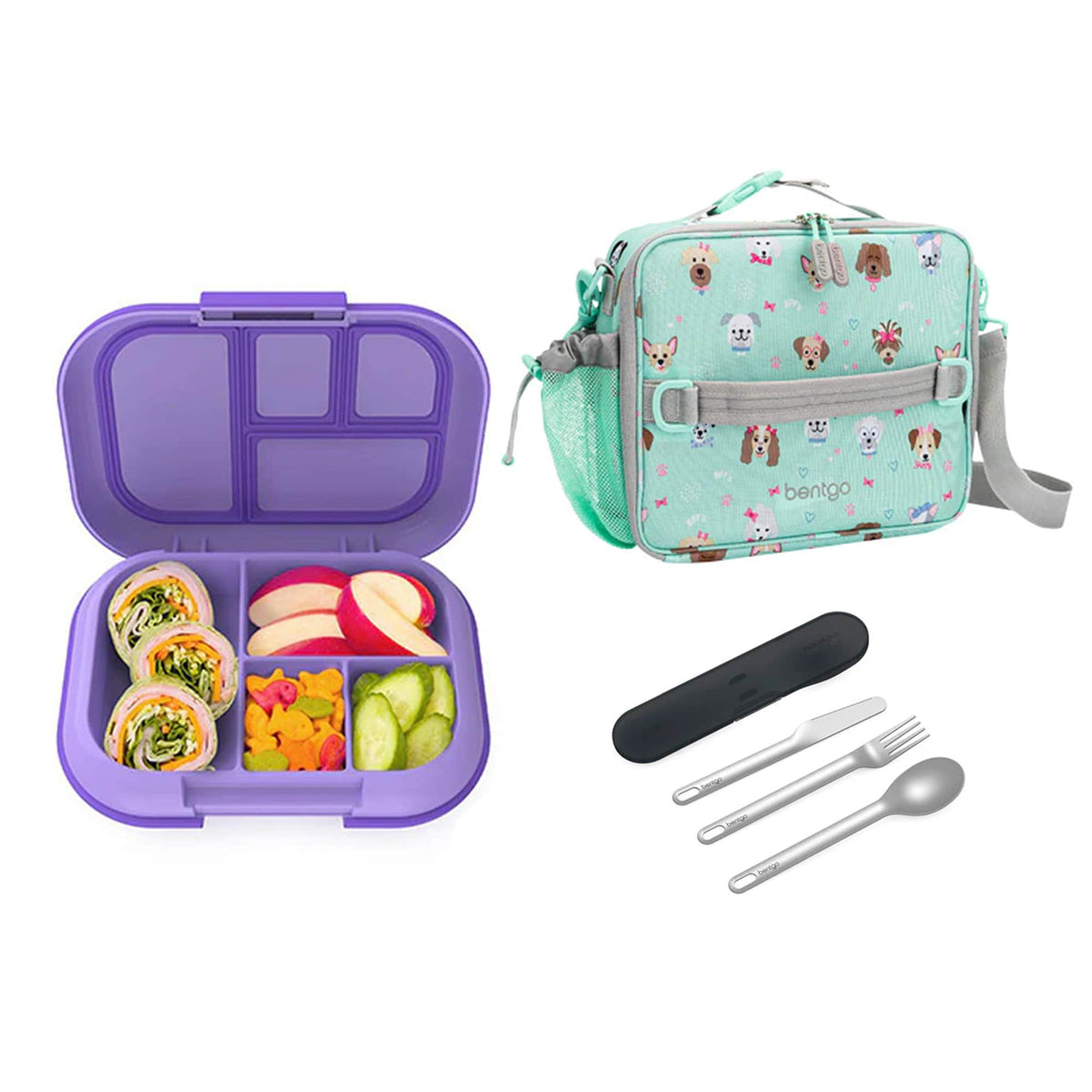 Bentgo Kids Chill Bundle - Bento Lunch Box, Bag &amp; Cutlery