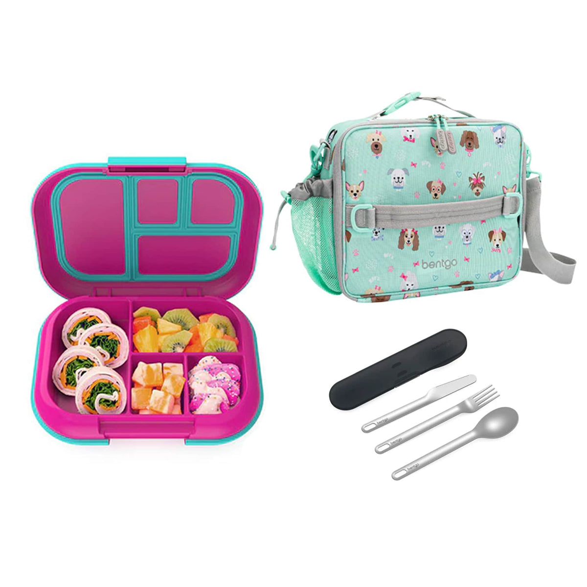 Bentgo Kids Chill Bundle - Bento Lunch Box, Bag &amp; Cutlery