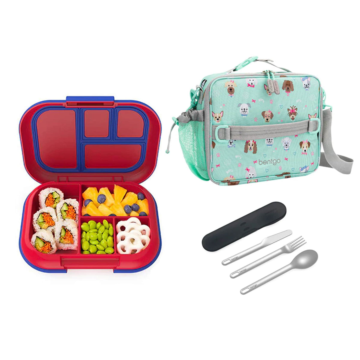 Bentgo Kids Chill Bundle - Bento Lunch Box, Bag &amp; Cutlery