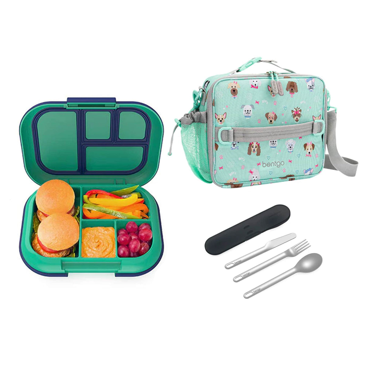 Bentgo Kids Chill Bundle - Bento Lunch Box, Bag &amp; Cutlery