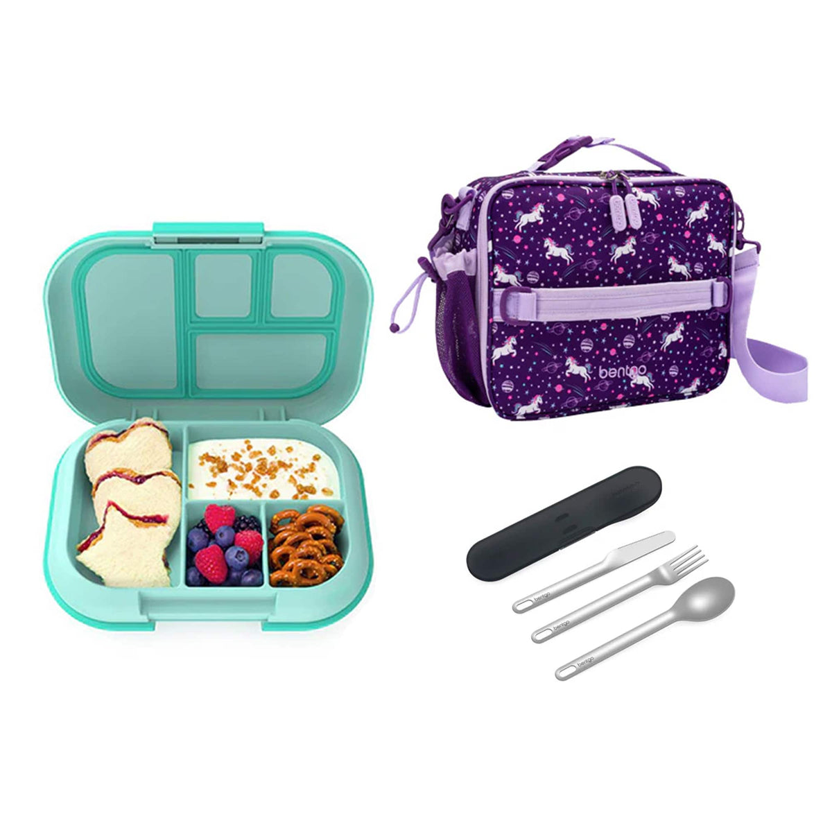 Bentgo Kids Chill Bundle - Bento Lunch Box, Bag &amp; Cutlery