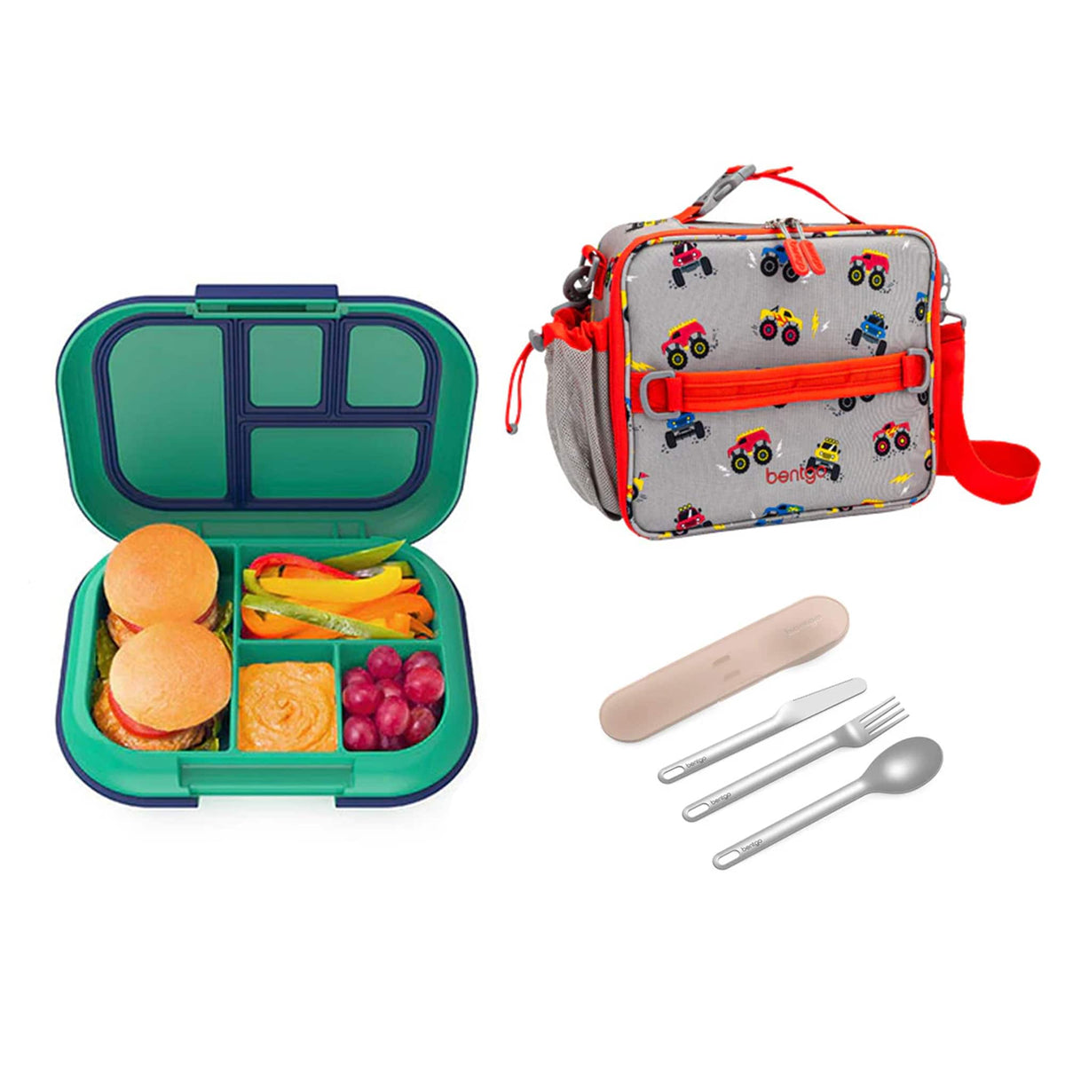 Bentgo Kids Chill Bundle - Bento Lunch Box, Bag &amp; Cutlery