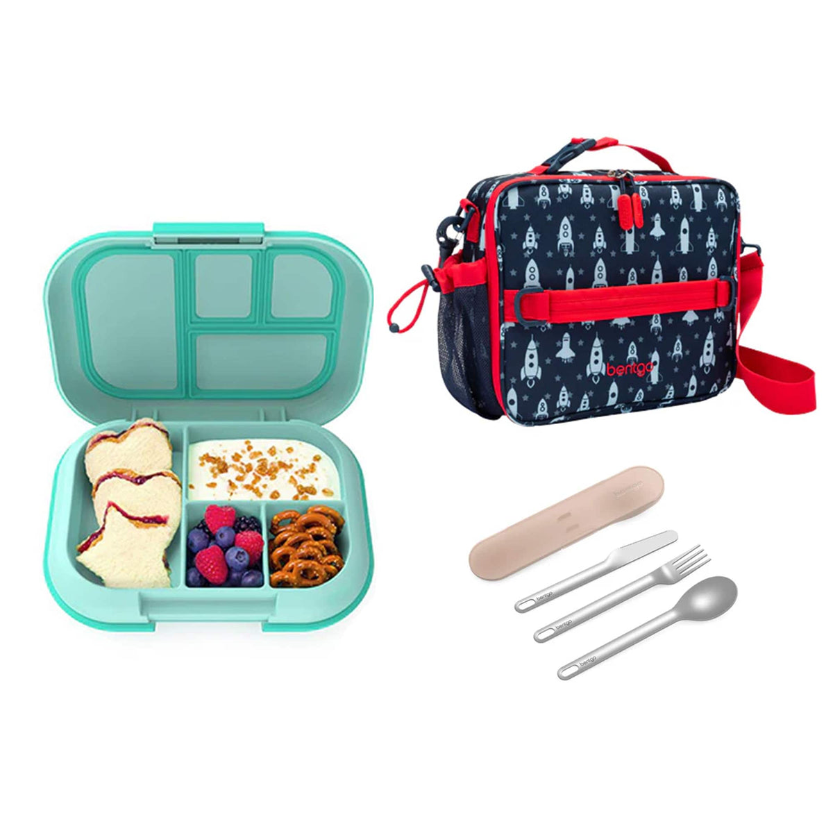 Bentgo Kids Chill Bundle - Bento Lunch Box, Bag &amp; Cutlery