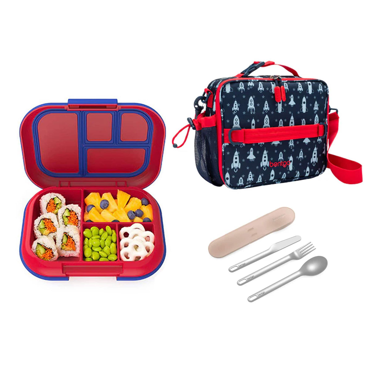 Bentgo Kids Chill Bundle - Bento Lunch Box, Bag &amp; Cutlery