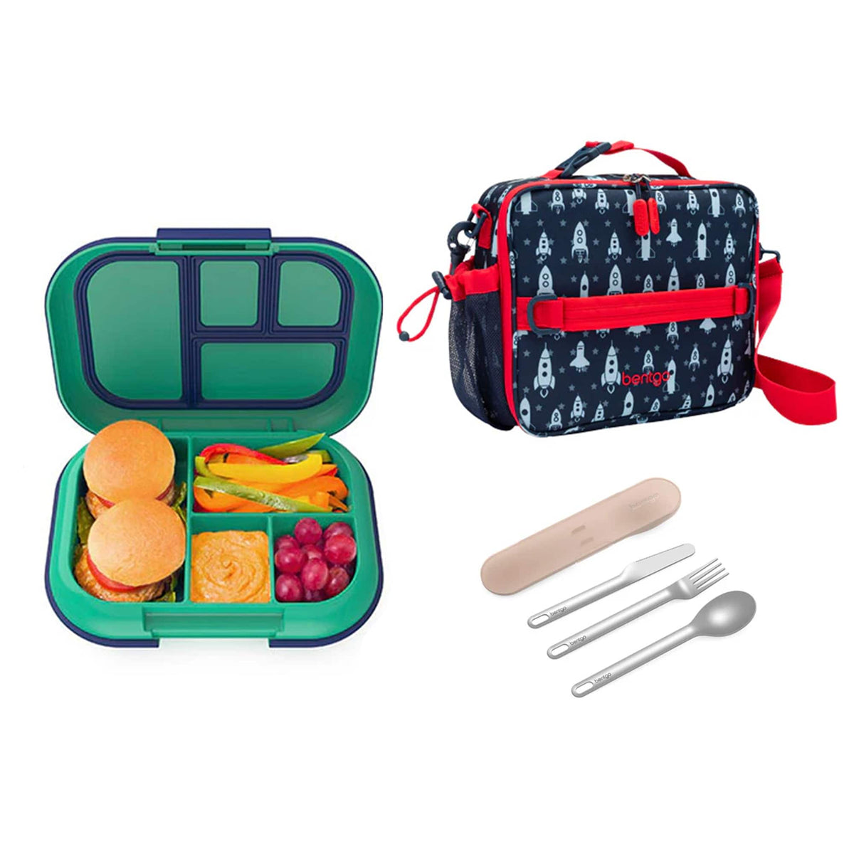 Bentgo Kids Chill Bundle - Bento Lunch Box, Bag &amp; Cutlery