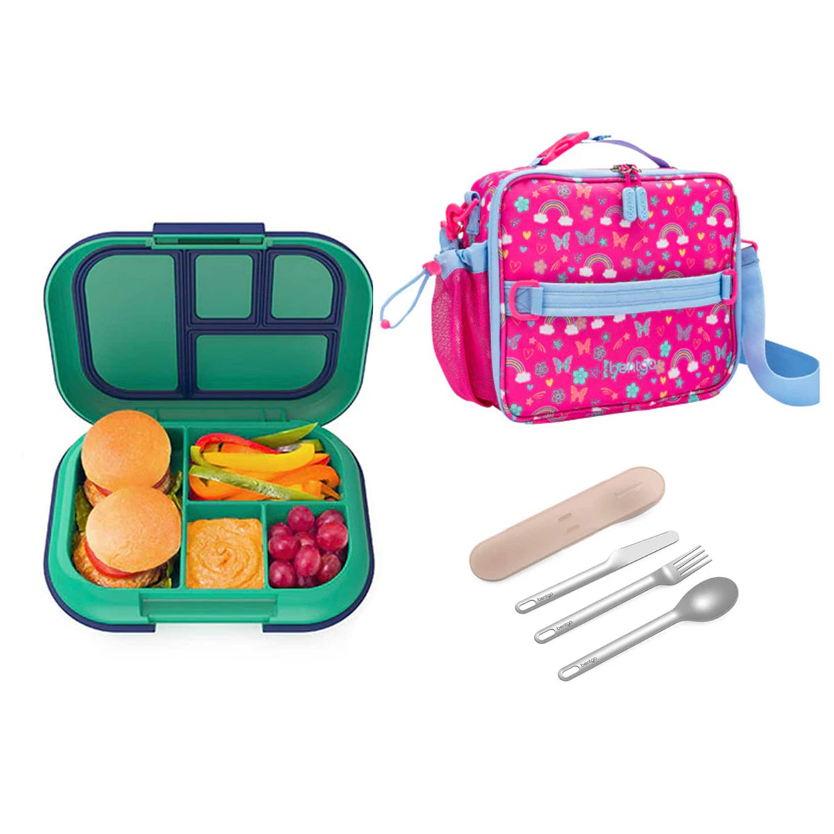 Bentgo Kids Chill Bundle - Bento Lunch Box, Bag &amp; Cutlery