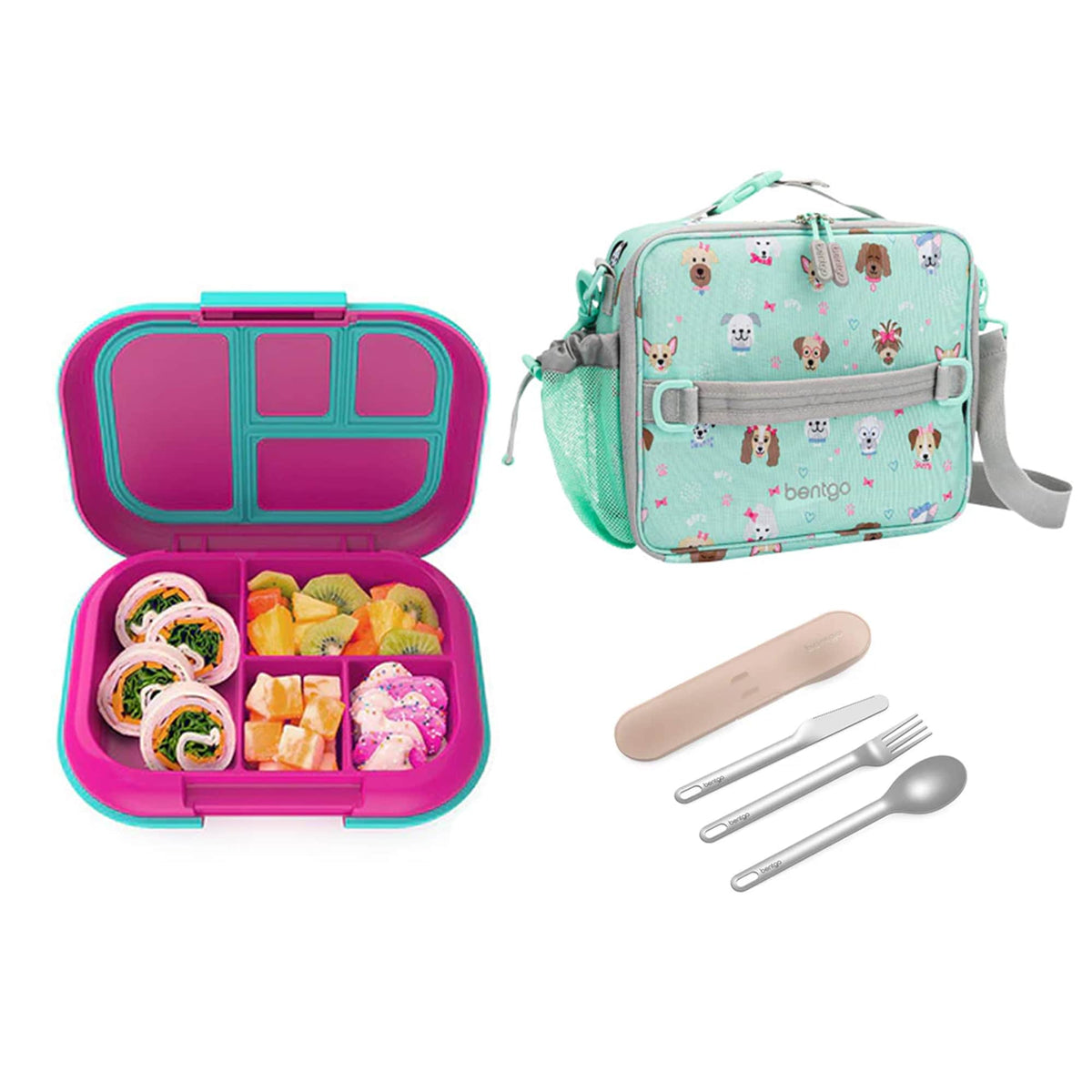 Bentgo Kids Chill Bundle - Bento Lunch Box, Bag &amp; Cutlery