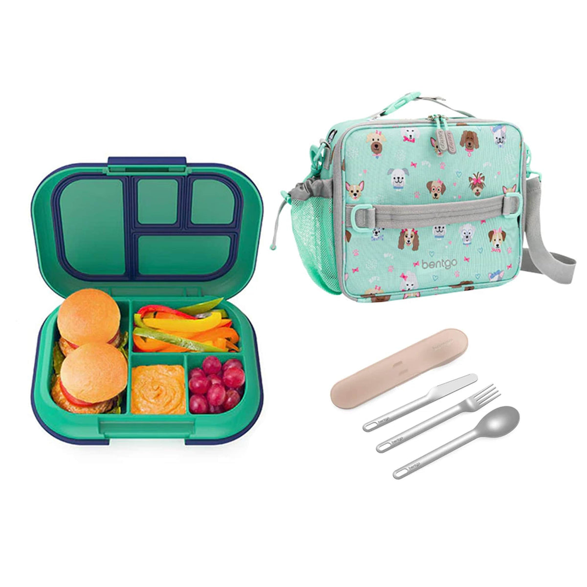 Bentgo Kids Chill Bundle - Bento Lunch Box, Bag &amp; Cutlery